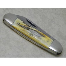 Case XX Stainless USA 3 Dot (1977) Stag 52131 SSP Blue Scroll Canoe Knife Case XX Stainless USA 3 Dot (1977) Stag 52131 SSP Blue Scroll Canoe Knife