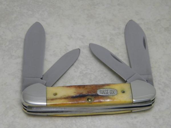 Case XX USA 4 Dot (1996) Genuine Stag 54131 SS "Big Chief" 4 Blade Canoe Knife
