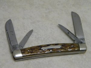 Vintage H. Boker & Co.'s Improved Cutlery Bone 4 Tree Medium Congress Knife c.1869-1914 
