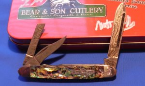 Bear & Son Cutlery "Custom Edition" Whittler with Abalone Handles and Damascus Blades - #45 of 250