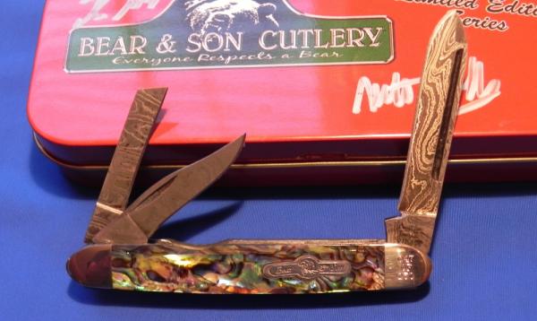 Bear & Son Cutlery "Custom Edition" Whittler with Abalone Handles and Damascus Blades - #45 of 250