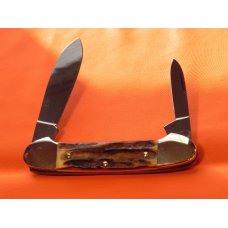 Vintage Boker Canoe Pocket Knife w Great Matching Stag Handles & Frost Indian in Canoe Blade Etch Vintage Boker Canoe Pocket Knife w Great Matching Stag Handles & Frost Indian in Canoe Blade Etch