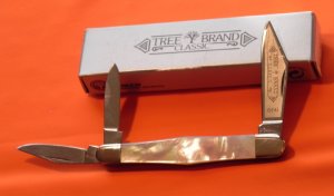 Vintage Boker Swell Center Whittler PocketKnife w Fiery Mutl-Color Mother of Pearl Handles +Orig Box