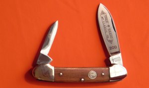 Vintage Boker Canoe Pocket Knife MDL# 200 w Nice Wood Handles &  Blade Frost & Etching