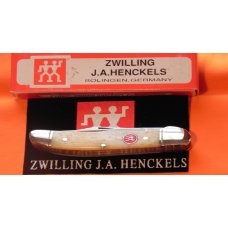 Vintage J A Henckels Natural Smooth Bone 2 Blade Copperhead Pocket Knife w Red Shield MDL# HK-4-WSB Vintage J A Henckels Natural Smooth Bone 2 Blade Copperhead Pocket Knife w Red Shield MDL# HK-4-WSB