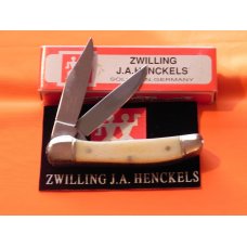 Vintage J A Henckels Natural Smooth Bone 2 Blade Copperhead Pocket Knife w Red Shield MDL# HK-4-WSB Vintage J A Henckels Natural Smooth Bone 2 Blade Copperhead Pocket Knife w Red Shield MDL# HK-4-WSB