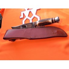 J A Henckels Presentation Hand Forged Fixed Blade Hunter Knife Stag Handles & Bear Blade Etch HK-501 J A Henckels Presentation Hand Forged Fixed Blade Hunter Knife Stag Handles & Bear Blade Etch HK-501