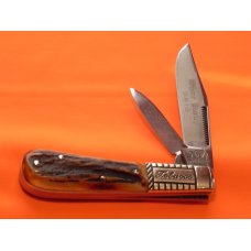 1986 Bulldog Brand HAND MADE, 2 Blade "White Burley Ohio" Tobacco Barlow w/ Gnarly Deer Stag Handles 1986 Bulldog Brand HAND MADE, 2 Blade "White Burley Ohio" Tobacco Barlow w/ Gnarly Deer Stag Handles