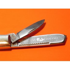 Vint Bull Dog Brand Gunstock Pocket Knife w Flawless Fiery Multi-Color Handles +Blade Etch Vint Bull Dog Brand Gunstock Pocket Knife w Flawless Fiery Multi-Color Handles +Blade Etch