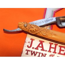 Antique J A Henckels (Graef & Schmidt, Henckels USA Agent) MDL#69 Straight Razor -Ornate Handles Antique J A Henckels (Graef & Schmidt, Henckels USA Agent) MDL#69 Straight Razor -Ornate Handles