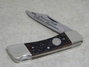 Bertram Cutlery Solingen Germany Hen & Rooster 1984 NKCA Club Knife Bone Lockback