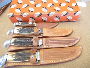 1976 Case XX Stag Handle  Fixed Blades Razors Edge (Grey Etch)  in Punkin Box