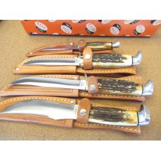 1976 Case XX Stag Handle Fixed Blades Razors Edge (Grey Etch) in Punkin Box 1976 Case XX Stag Handle Fixed Blades Razors Edge (Grey Etch) in Punkin Box