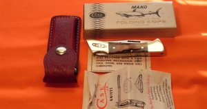 1981 Case xx Mako Shark Folding Hunter 5158 LSSP Knife w/ Sheath, Instructions and Orig Box - NOS