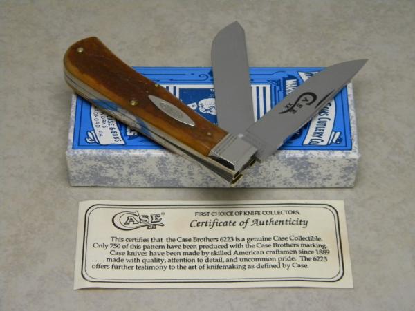 Case Classic 1992 Honey Brown Banana Bone 6223 Oval Shield Jumbo Trapper Knife in Box Case Classic 1992 Honey Brown Banana Bone 6223 Oval Shield Jumbo Trapper Knife in Box