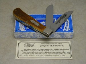 Case Classic 1992 Honey Brown Bone 6223 Bomb Shield Jumbo Trapper Knife in Box