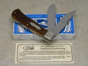 Case Classic 1992 Dark Brown Banana Bone 6223 Bow Tie Shield Jumbo Trapper Knife in Box