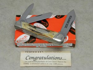 Case Classic 1996 Genuine Stag 53046 Oval Shield Humpback Whittler Knife in Box