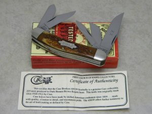 Case Classic 1993 Dark Banana Brown Rogers Bone 65039 Bow Tie Shield 5-Blade Sowbelly Knife in Box