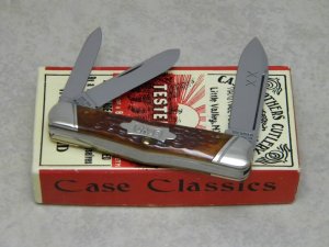 Case Classic 1990 Brown Bone 630109 Bow Tie Shield Whittler Knife in Box