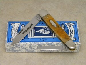 Case Classic 1990 Brown Bone 62091 "Winchester Etch"  Large Sleeveboard Pen Knife in Box