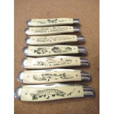 Schrade Cutlery USA Scrimshaw 7 White Delrin Handle Pattern # SC 503 pick the one you want Schrade Cutlery USA Scrimshaw 7 White Delrin Handle Pattern # SC 503 pick the one you want