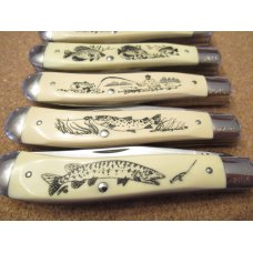 Schrade Cutlery USA Scrimshaw 7 White Delrin Handle Pattern # SC 503 pick the one you want Schrade Cutlery USA Scrimshaw 7 White Delrin Handle Pattern # SC 503 pick the one you want