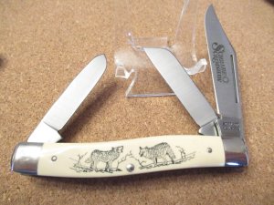  Schrade Cutlery Scrimshaw Stockman  Pattern # SC 505