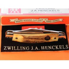 Vintage J A Henckels 3 Blade Whittler (HK-7-S) Pocket Knife w/ Great Stag Handles! Orig Box - NOS Vintage J A Henckels 3 Blade Whittler (HK-7-S) Pocket Knife w/ Great Stag Handles! Orig Box - NOS