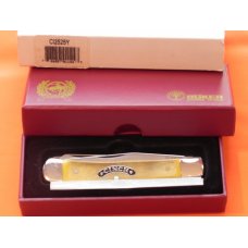Boker "Cinch" Trapper Mdl# 2525Y w/ Flawless Yellow Bone Handles & Blade Frost & Etch +Display Box Boker "Cinch" Trapper Mdl# 2525Y w/ Flawless Yellow Bone Handles & Blade Frost & Etch +Display Box