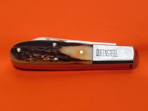 Queen, Queen City Skate Key Barlow Pocket Knife w/ Torched Genuine Stag Horn Handles - 1 of 50