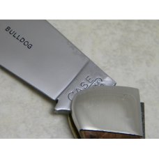 Case Classic 1990 Burl Wood Celluloid 71072 Oval Shield Bulldog Clasp Knife in Box