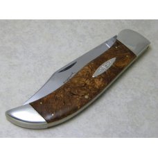 Case Classic 1990 Burl Wood Celluloid 71072 Oval Shield Bulldog Clasp Knife in Box
