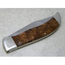 Case Classic 1990 Burl Wood Celluloid 71072 Oval Shield Bulldog Clasp Knife in Box