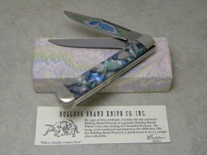 Bulldog Brand Solingen Germany Abalone Trapper Knife with Peacock Etch in Box 1 of 100