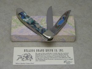 Bulldog Brand Solingen Germany Abalone Copperhead Knife with Peacock Etch in Box 1 of 100