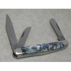 Bulldog Brand Solingen Germany Abalone Stockman Knife with Peacock Etch in Box 1 of 100 Bulldog Brand Solingen Germany Abalone Stockman Knife with Peacock Etch in Box 1 of 100