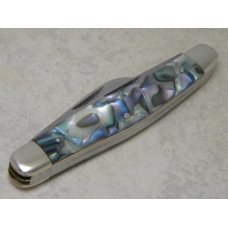 Bulldog Brand Solingen Germany Abalone Stockman Knife with Peacock Etch in Box 1 of 100 Bulldog Brand Solingen Germany Abalone Stockman Knife with Peacock Etch in Box 1 of 100