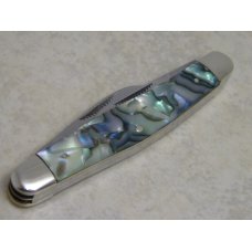 Bulldog Brand Solingen Germany Abalone Stockman Knife with Peacock Etch in Box 1 of 100 Bulldog Brand Solingen Germany Abalone Stockman Knife with Peacock Etch in Box 1 of 100