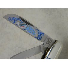 Bulldog Brand Solingen Germany Abalone Congress Knife with Peacock Etch in Box 1 of 100 Bulldog Brand Solingen Germany Abalone Congress Knife with Peacock Etch in Box 1 of 100