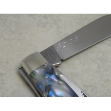 Bulldog Brand Solingen Germany Abalone Stockman Knife with Peacock Etch in Box 1 of 100 Bulldog Brand Solingen Germany Abalone Stockman Knife with Peacock Etch in Box 1 of 100