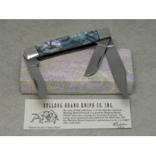 Bulldog Brand Solingen Germany Abalone Stockman Knife with Peacock Etch in Box 1 of 100 Bulldog Brand Solingen Germany Abalone Stockman Knife with Peacock Etch in Box 1 of 100