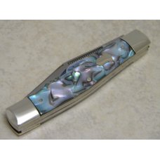 Bulldog Brand Solingen Germany Abalone Stockman Knife with Peacock Etch in Box 1 of 100 Bulldog Brand Solingen Germany Abalone Stockman Knife with Peacock Etch in Box 1 of 100
