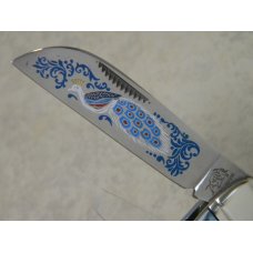 Bulldog Brand Solingen Germany Abalone Large Congress Knife with Peacock Etch in Box 1 of 100 Bulldog Brand Solingen Germany Abalone Large Congress Knife with Peacock Etch in Box 1 of 100