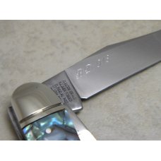 Bulldog Brand Solingen Germany Abalone Sowbelly Stockman Knife with Peacock Etch in Box 1 of 100