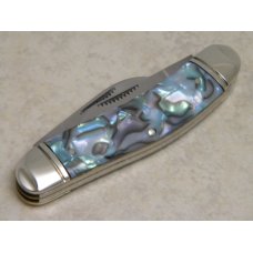 Bulldog Brand Solingen Germany Abalone Sowbelly Stockman Knife with Peacock Etch in Box 1 of 100