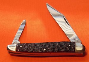 Vintage J A Henckels 2 Blade Half Whittler (MDL#:1780) Pocket Knife w Great Pick Bone Handles! -NOS
