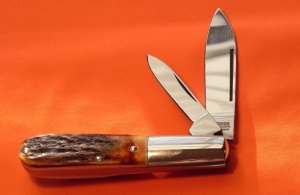 Vintage Boker (Tree Brand) 2 Blade Barlow with Extra Wide Stag Handles! -NOS