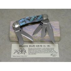 Bulldog Brand Solingen Germany Abalone Sowbelly Stockman Knife with Peacock Etch in Box 1 of 100