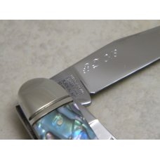 Bulldog Brand Solingen Germany Abalone Sowbelly Stockman Knife with Peacock Etch in Box 1 of 100